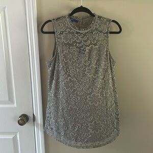 Women’s Taupe Lace Tank Tunic Flowy Top - Medium
